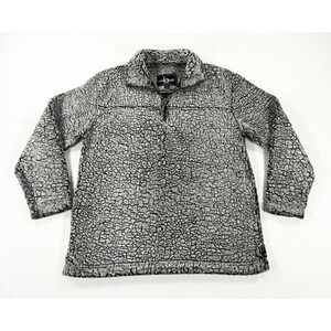 Boxercraft Sherpa Pullover Mens Medium M Two Tone Gray Fuzzy Quarter Zip Fleece